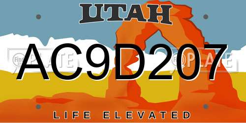 AC9D207 Utah License Plate
