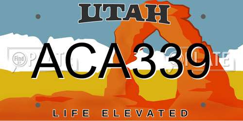 ACA339 Utah License Plate