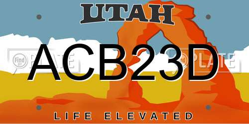 ACB23D Utah License Plate