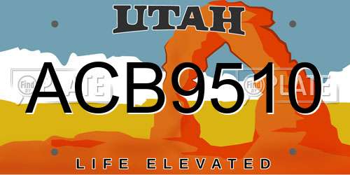 ACB9510 Utah License Plate