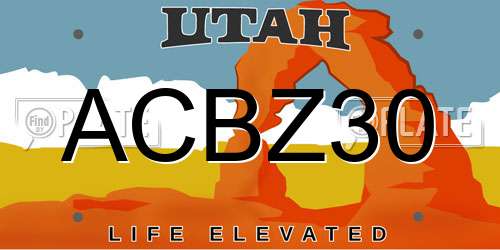 ACBZ30 Utah License Plate