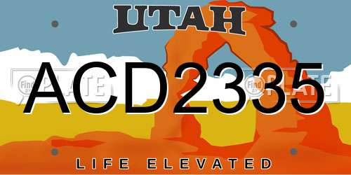 ACD2335 Utah License Plate