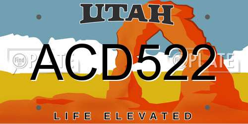 ACD522 Utah License Plate