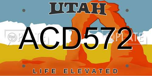 ACD572 Utah License Plate