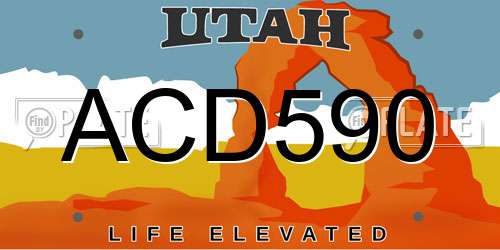 ACD590 Utah License Plate