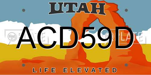 ACD59D Utah License Plate