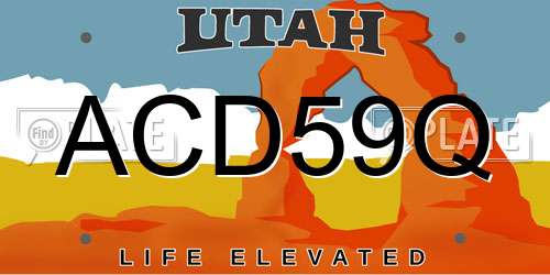 ACD59Q Utah License Plate