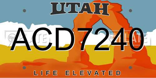 ACD7240 Utah License Plate