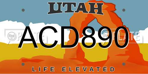 ACD890 Utah License Plate