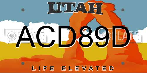 ACD89D Utah License Plate