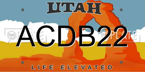 ACDB22 Utah License Plate