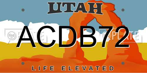 ACDB72 Utah License Plate