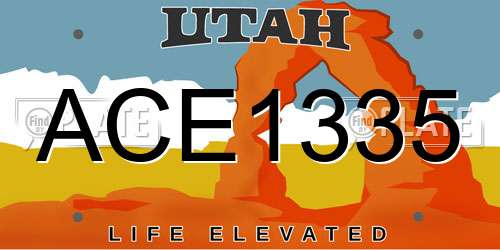ACE1335 Utah License Plate