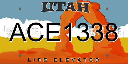 ACE1338 Utah License Plate