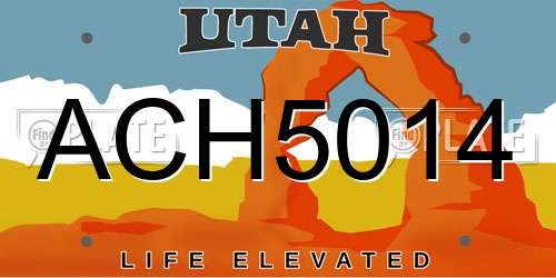 ACH5014 Utah License Plate