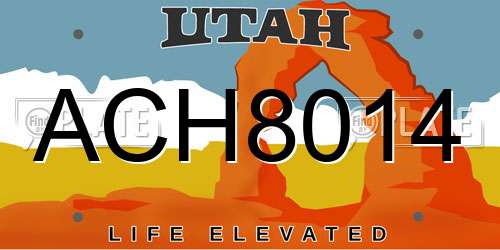 ACH8014 Utah License Plate