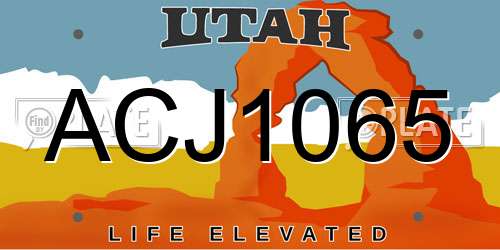 ACJ1065 Utah License Plate