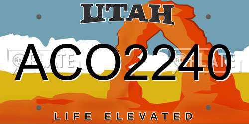 ACO2240 Utah License Plate