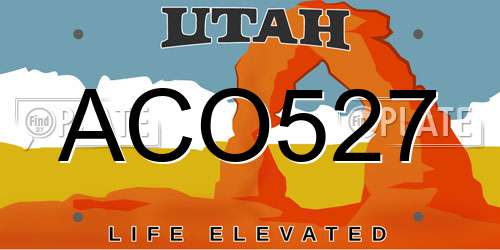 ACO527 Utah License Plate
