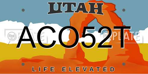 ACO52T Utah License Plate