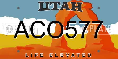 ACO577 Utah License Plate