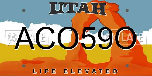 ACO59O Utah License Plate