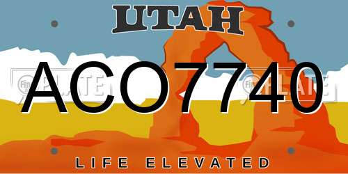 ACO7740 Utah License Plate