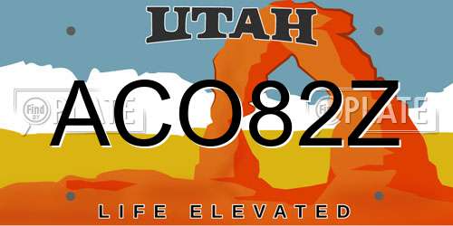 ACO82Z Utah License Plate