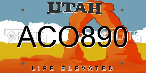 ACO890 Utah License Plate