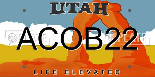 ACOB22 Utah License Plate
