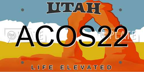 ACOS22 Utah License Plate
