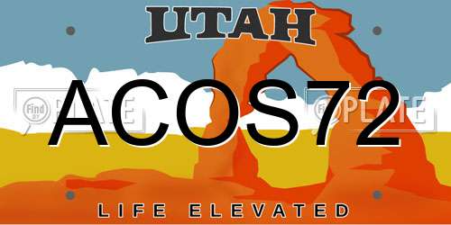 ACOS72 Utah License Plate