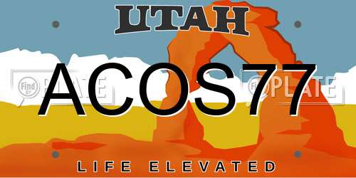 ACOS77 Utah License Plate