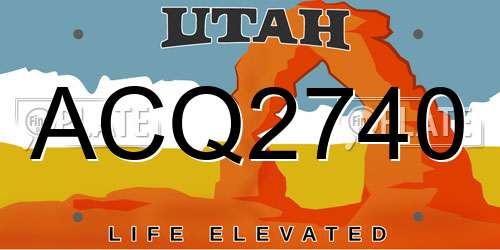 ACQ2740 Utah License Plate