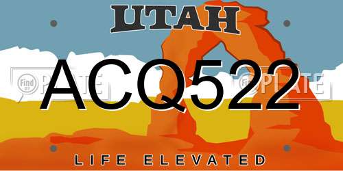 ACQ522 Utah License Plate