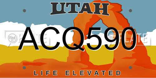 ACQ590 Utah License Plate