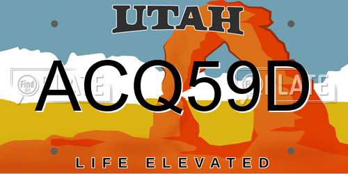 ACQ59D Utah License Plate