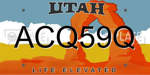 ACQ59Q Utah License Plate