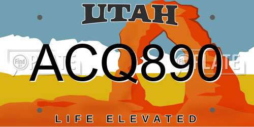 ACQ890 Utah License Plate