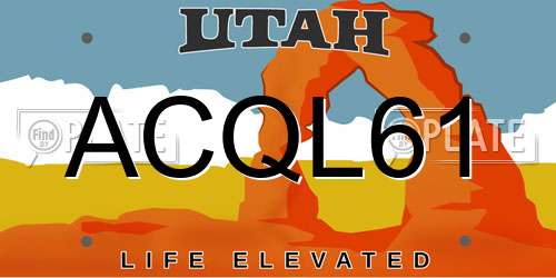 ACQL61 Utah License Plate