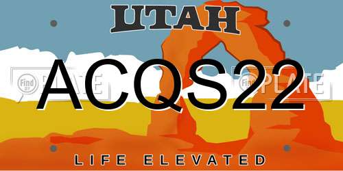 ACQS22 Utah License Plate