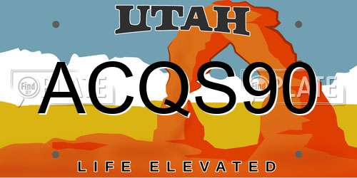 ACQS90 Utah License Plate