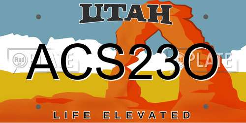 ACS23O Utah License Plate