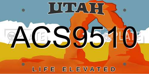 ACS9510 Utah License Plate