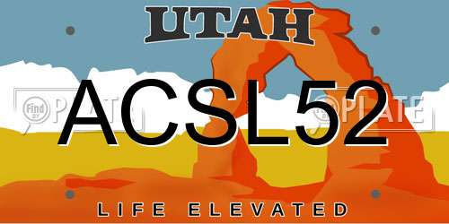 ACSL52 Utah License Plate