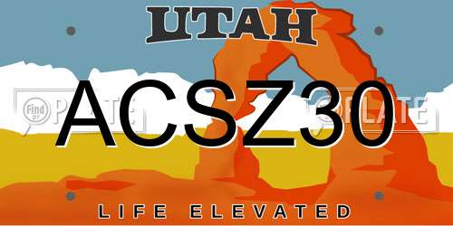 ACSZ30 Utah License Plate