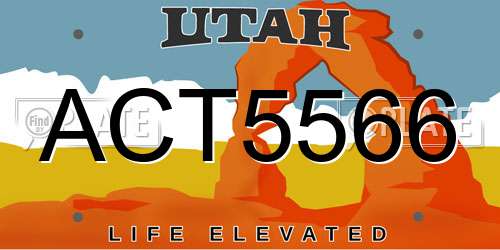 ACT5566 Utah License Plate