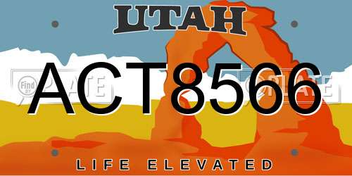 ACT8566 Utah License Plate