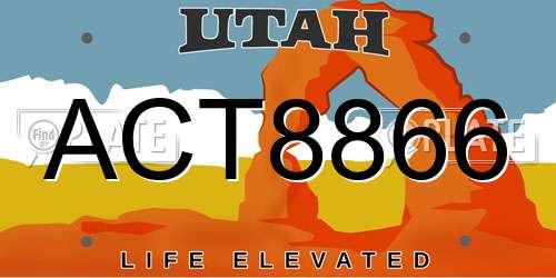 ACT8866 Utah License Plate