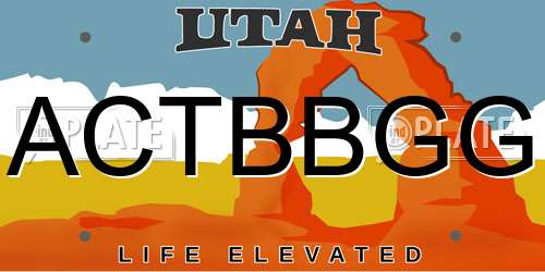 ACTBBGG Utah License Plate